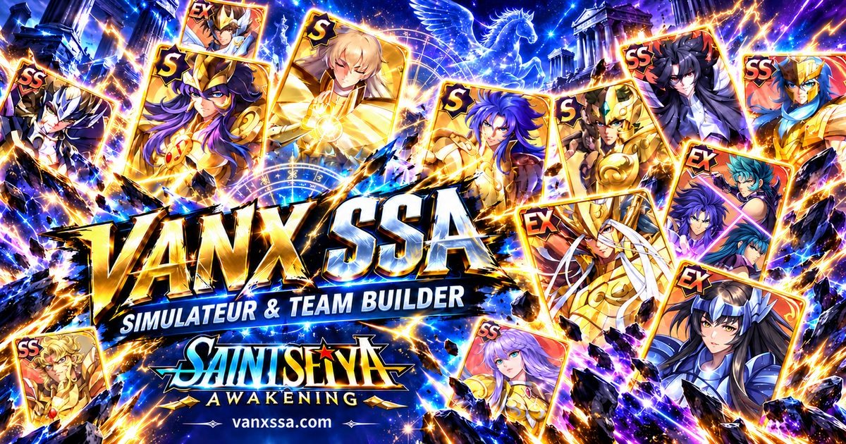 VanX SSA : outils et simulateur pour Saint Seiya Awakening, avec un collage de chevaliers